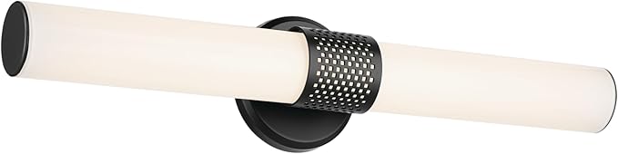 Kichler Sashi 24.25" LED Medium Bath Bar with White Glass in Black, Modern, for Vanity, Fireplace, Buffet, Hallway, Vanity Mirror, (24.25" W x 5" H) 55192BKLED