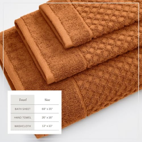 Great Bay Home Bath Towels - 100% Cotton 6 Piece Bath Sheet Set - Diamond Waffle Weave - Absorbent, Durable, Quick-Dry Towels for Bathroom (Copper)