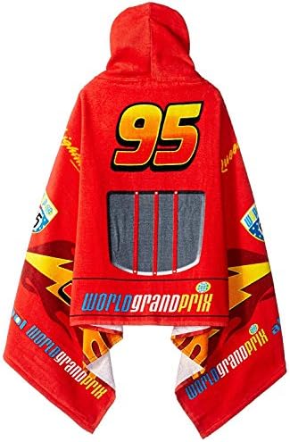 Jay Franco Kids Hooded Towel – 22" x 51" Super Soft Bath Wrap with 3D Hood, Classic Characters, Beach, Pool & Travel, Official Licensed, Red - Cars