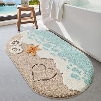 LUMI Beach Bathroom Rug Soft Microfiber Absorbent Bath Mat 24x44