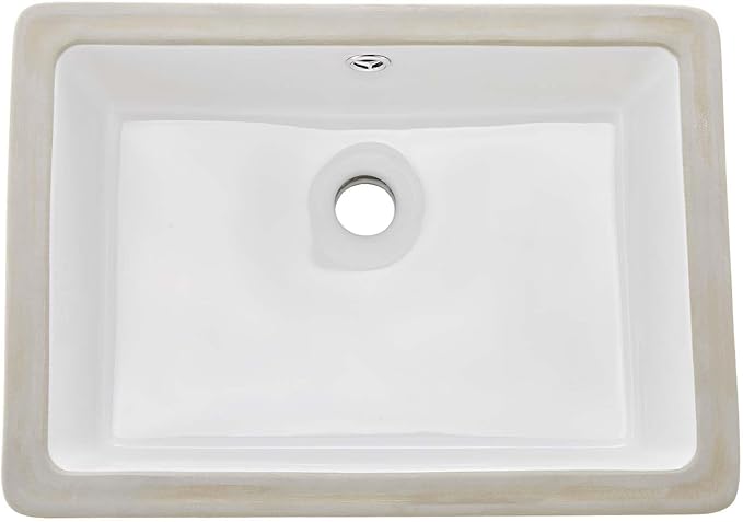 VEVOR Undermount Bathroom Sink, 18.5 x 13.19 Inch Rectangular White Ceramic Vessel Sink with Overflow Hole, Under Counter Drop in Modern Lavatory Vanity Bath Wash Bowl Basin, Rectangle Small Space