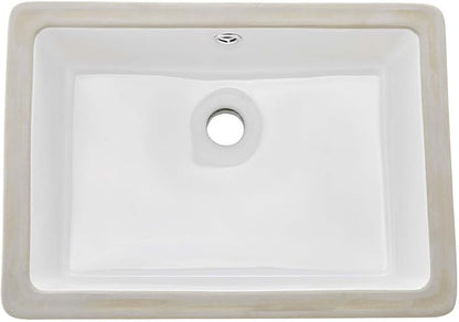 VEVOR Undermount Bathroom Sink, 18.5 x 13.19 Inch Rectangular White Ceramic Vessel Sink with Overflow Hole, Under Counter Drop in Modern Lavatory Vanity Bath Wash Bowl Basin, Rectangle Small Space