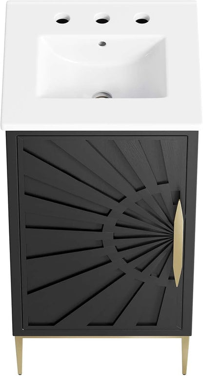 Modway Awaken Bathroom Vanity Cabinet, 18", White Black
