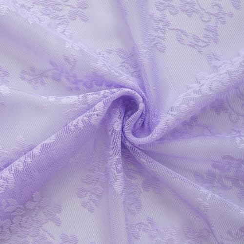 Lavender Lace Shower Curtain with Attached Valance 36x72 for Narrow Stall