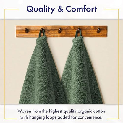 Alusa Home 100% Organic Luxury Bath Sheets - GOTS Certified - Extra Large 35x70 Inches (Pack of 2) Zero-Twist, Long-Staple Cotton Bath Sheet Set (Hunter Green)