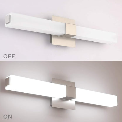 24in Modern Bathroom Vanity Light, 3CCT Dimmable Nickel LED Vanity Lights Bar, 18W Bathroom Lighting Fixtures Above Mirror 3000K/4500K/6000K Selectable