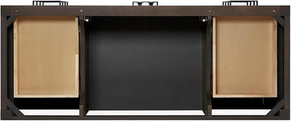 DKB Beckford 54-Inch Brown Oak Single Bathroom Vanity with Sink, 1.5-Inch Edge Italian Carrara Marble Countertop & 4" Backsplash, Soft-Closing Doors & Drawers, Solid Oak Wood Construction