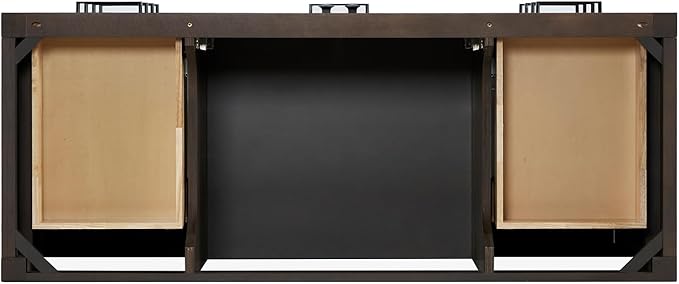 ARIEL Cambridge 54-inch Bathroom Vanity Base Cabinet,Solid Wood, 2 Soft Closing Doors, 9 Dovetail Drawers, Brown Oak