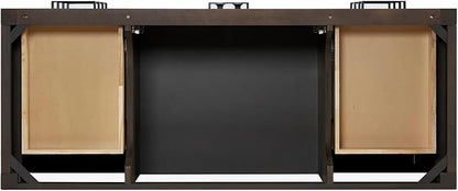 ARIEL Cambridge 54-inch Bathroom Vanity Base Cabinet,Solid Wood, 2 Soft Closing Doors, 9 Dovetail Drawers, Brown Oak