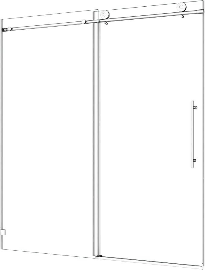 43"-48" Wx 76" H Frameless Single Sliding Shower Door with Adjustable Soft Closing Design and 70MM 304 Large Pulleys,Glass Shower Door W/Explosion-Proof Film Nano Coating,Brushed Nickel