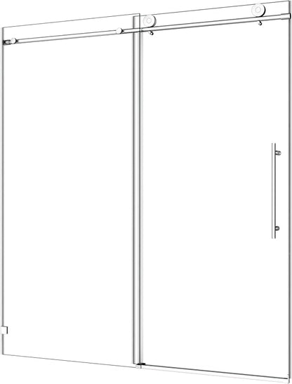 43"-48" Wx 76" H Frameless Single Sliding Shower Door with Adjustable Soft Closing Design and 70MM 304 Large Pulleys,Glass Shower Door W/Explosion-Proof Film Nano Coating,Brushed Nickel