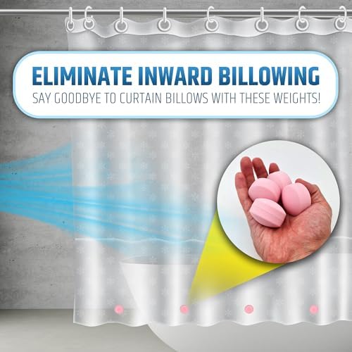 Powerful Anti-Billowing Magnetic Shower Curtain Weights for Splash-Free Bath Experience - 360° Silicone Wrapped - Will Never Rust - Heavy Magnets Prevent Curtain Liners from Blowing | 4 Pairs | Pink