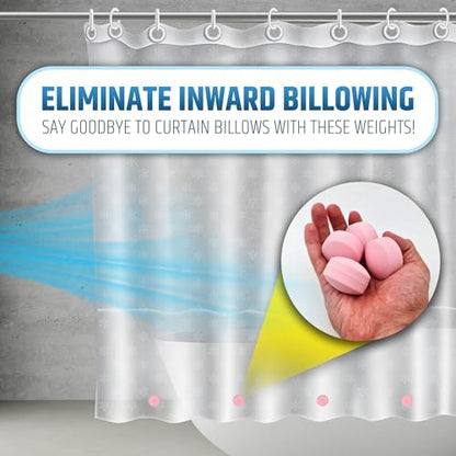 Powerful Anti-Billowing Magnetic Shower Curtain Weights for Splash-Free Bath Experience - 360° Silicone Wrapped - Will Never Rust - Heavy Magnets Prevent Curtain Liners from Blowing | 4 Pairs | Pink