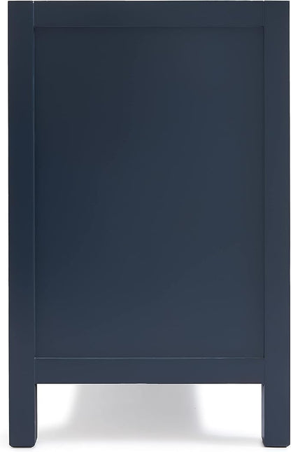 ARIEL Cambridge 42-inch Bathroom Vanity Base Cabinet,Solid Wood, 2 Soft Closing Doors, 5 Dovetail Drawers, Midnight Blue