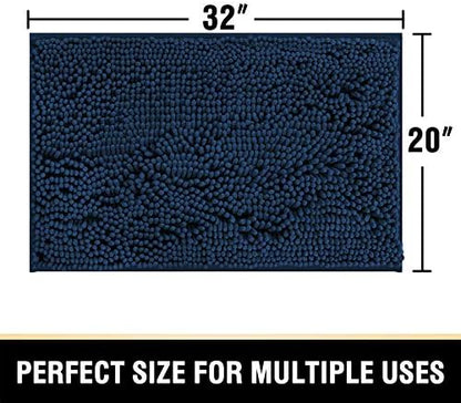 H.VERSAILTEX Bathroom Rugs Bath Mat Bath Rugs Bath Mats for Bathroom Non Slip Extra Thick Buncy Soft Chenille Bath Rug Fulffy Shag, Indoor Rug Carpet for Entry Living Room (Navy, 20" x 32")