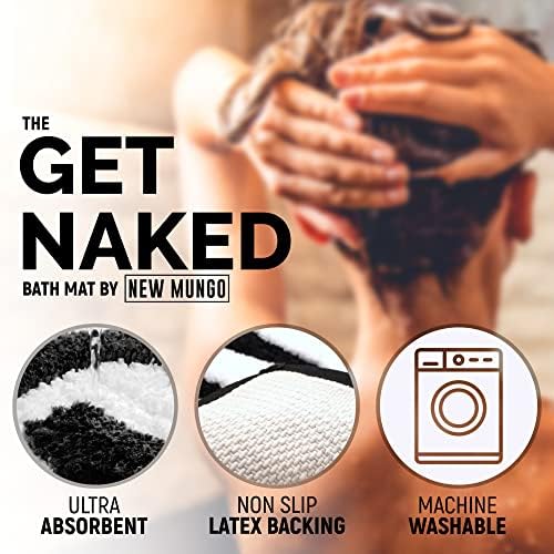 Get Naked Bath Mat Black - Cute Black and White Bathroom Rugs, 31" x 20"