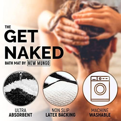 Get Naked Bath Mat Black - Cute Black and White Bathroom Rugs, 31" x 20"
