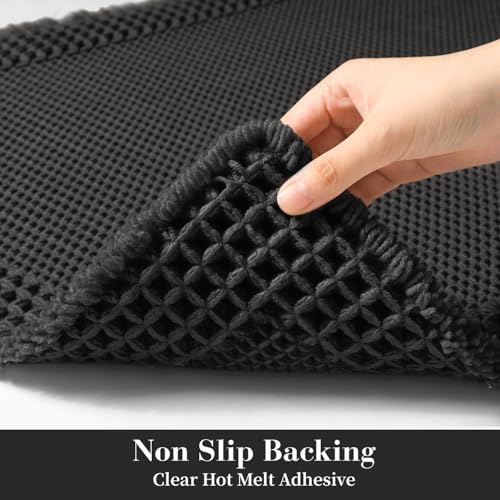 RESARE Waffle Bath Mat for Bathroom, Non Slip Bathroom Rugs 20"x32" Black