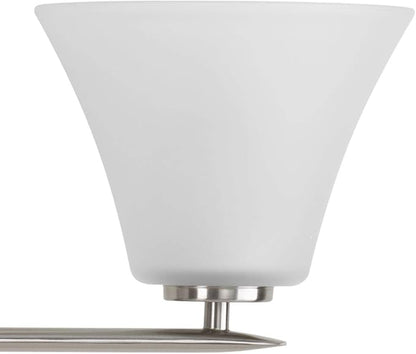 Progress Lighting P2005-09 Bravo Collection Etched Glass Modern Bath Vanity Light, 2-Light, Brushed Nickel