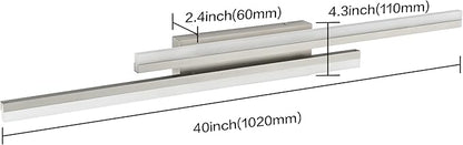PRESDE 40" LED Bathroom Vanity Light, Modern Brushed Nickel Wall Bar Fixture Over Mirror Dimmable