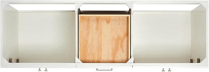 ARIEL Hamlet 66-inch Bathroom Vanity with Sink,Solid Wood, 1.5-inch Pure White Quartz Countertop & Backsplash, Double Rectangular Porcelain Sink, 4 Soft Closing Doors, 3 Dovetail Drawers, White