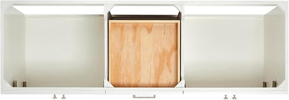 Bradford 66" White Double Bathroom Vanity with 1.5" Pure White Quartz Countertop, Rectangular Undermount Sinks, 2 Soft Closing Doors, 3 Dovetail Drawers
