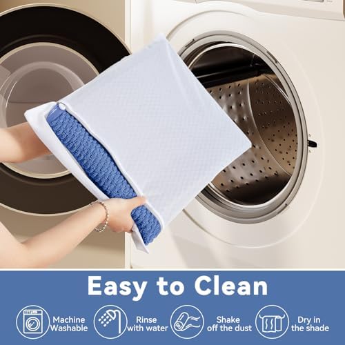 Triohero Bathroom Rugs Non Slip Washable, Super Absorbent Thin Bath Mat Small Quick Dry Low Pile Bathroom Rug, Denim Blue 16"x24"