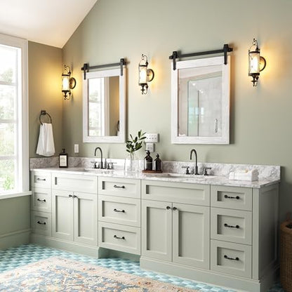 Farmhouse Bathroom Mirrors for Over Sink 26”x40” White Rustic Wall Decor Mirror for Vanity Barn Door Style Wall Mirror for Bathroom Entryway Living Room Bedroom