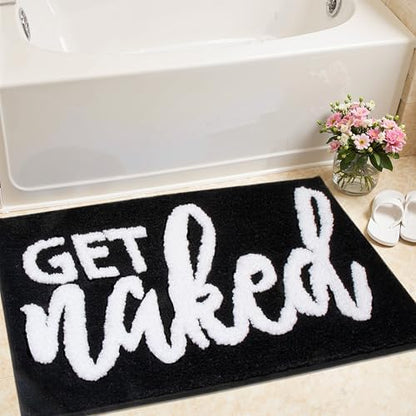 KOEXM Get Naked Bath Mat Funny Bathroom Decor 20" x 32" Non-Slip