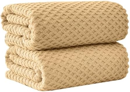 Great Bay Home Oversized Bath Sheets - 100% Cotton 2 Pack 68x35 Extra Large Towel - Absorbent, Durable, Quick-Dry Towels for Bathroom (Sand)