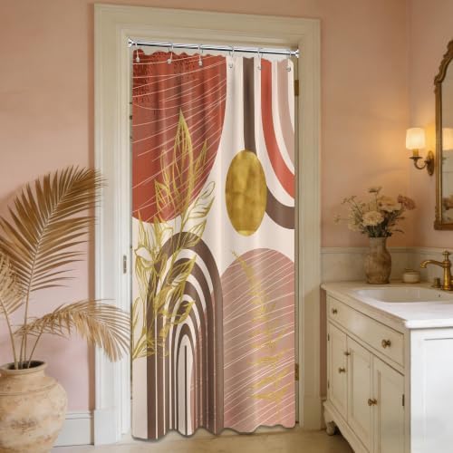 Burnt Orange Stall Shower Curtain, 36X72 in Narrow Small, Mid Century