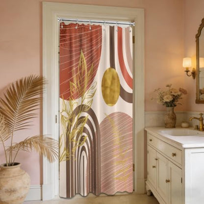 Burnt Orange Stall Shower Curtain, 36X72 in Narrow Small, Mid Century