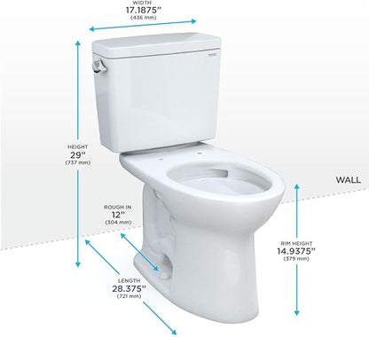 TOTO Drake Two-Piece Elongated 1.6 GPF TORNADO FLUSH Toilet with CEFIONTECT, Cotton White - CST776CSG#01