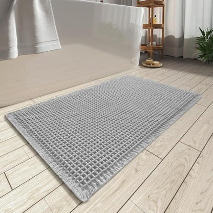 AMOAMI Upgraded Waffle Grey Bath Mat 20" x 32"