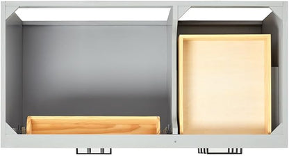 ARIEL Hepburn 42-inch Bathroom Vanity Base Cabinet,Solid Wood, 2 Soft Closing Doors, 5 Dovetail Drawers, Grey