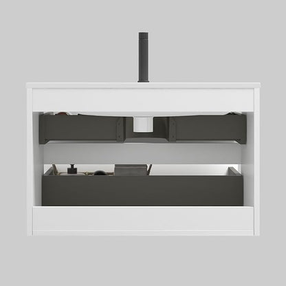30" Bathroom Vanity with Sink, Modern Floating Vanity with Double Soft Closing Drawers, Large Storage for Small Space, Glossy White, Fully Assembled - Iris Collection