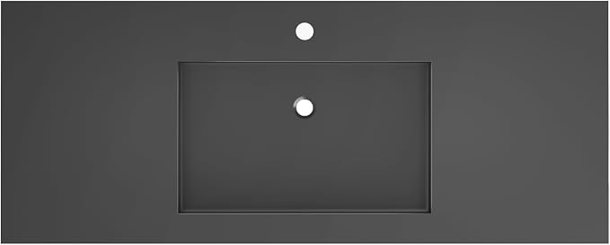SJ Star&Jane 48" x 19" Solid Surface Bathroom Sink, Wall-Mount or Countertop Vessel Sink, Rectangle Floating Vanity Sink in Gray, Durable Modern Design