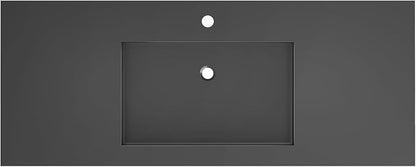 SJ Star&Jane 48" x 19" Solid Surface Bathroom Sink, Wall-Mount or Countertop Vessel Sink, Rectangle Floating Vanity Sink in Gray, Durable Modern Design