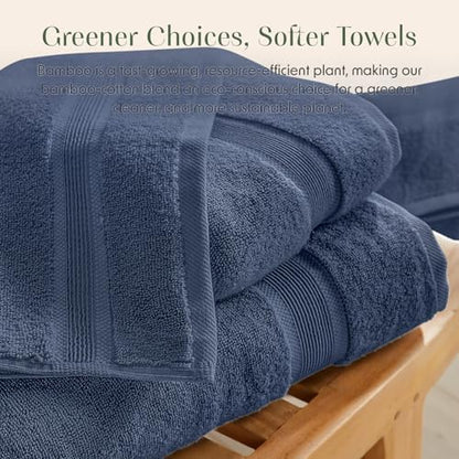 Luxury Bamboo Rayon Oversized Bath Towel Set | 2-Pack | Ultra Soft | Blue