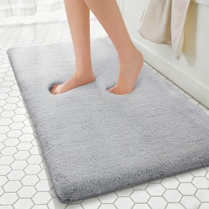 MINIDEAR Bathroom Rugs 70x24 Light Gray - Thick Memory Foam Bath Mat, Ultra Soft & Plush Fluffy, Non-Slip, Quick Dry, Absorbent Washable Floor Microfiber Mat for Tub, Home Decor Accessories