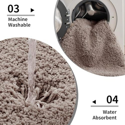 Disolla Taupe Grey Bathrom Runner Rug 24x59 - Large Soft Plush Bath Mat, Thick Long Non-Slip Shaggy Floor Mat, Ultra-Absorbent for Master Bathroom Bedroom