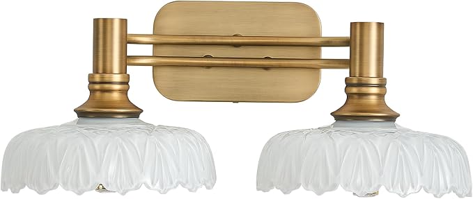 Modern 2 Light Bathroom Vanity Lights White Glass Lampshade Wall Sconces for Kitchen Dining Room Bedroom Hallway