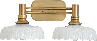 Modern 2 Light Bathroom Vanity Lights White Glass Lampshade Wall Sconces for Kitchen Dining Room Bedroom Hallway