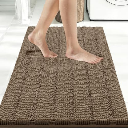 Bcoimo Bath Rug Mat,36x24 Chenille High Absorbent Latte Bathrom Floor Mats