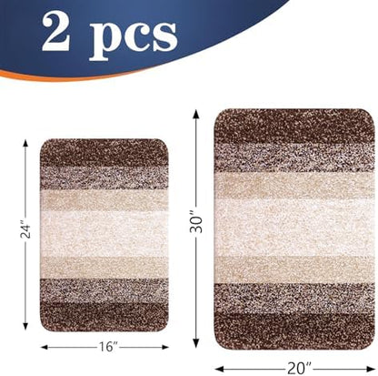OLANLY Micorfiber Bathroom Rug Set 2 Piece, 30"x20"+24"x16"