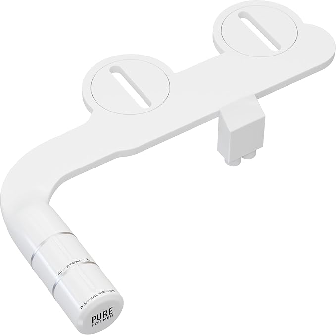 Pure for Men Bidet Toilet Seat Attachment for Home | Dual Self-Cleaning Nozzle (Frontal & Rear Back), Non-Electric Sprayer, Adjustable Water Pressure & Easy to Use | Sleek & Minimalist Design (White)