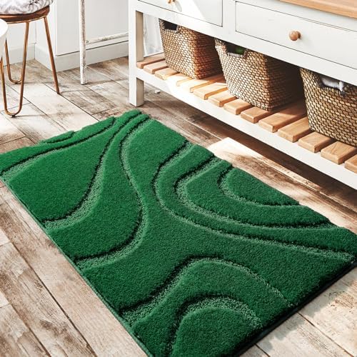 DEXDE Bathroom Rugs Non-Slip Mat for Bathroom Floor Tub Shower 24x36 Green