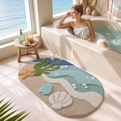 LUMI Beach Bathroom Rug Soft Microfiber Absorbent Bath Mat 24x44