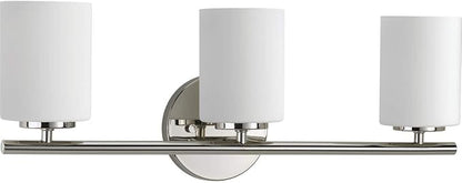 Progress Lighting 3-Light Etched Glass Modern Bath Vanity Light, Replay Collection , Indoor, P2159-104, Polished Nickel