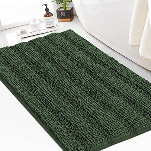 Turquoize Bathroom Rug 24"x36", Absorbent Chenille Bath Rug, Bronze Green